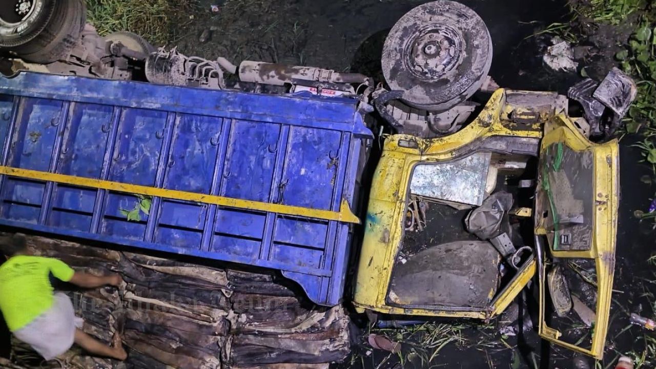 Leather-Laden Truck Plunges into Ditch in Debidwar, Driver Dies