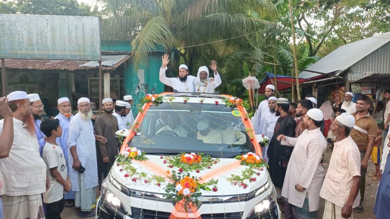 An Imam Given a Grand Farewell in a Decorated Car at Jaydebpur, Chandina