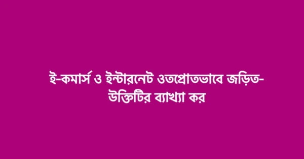 ই-কমার্স ও ইন্টারনেট ওতপ্রোতভাবে জড়িত